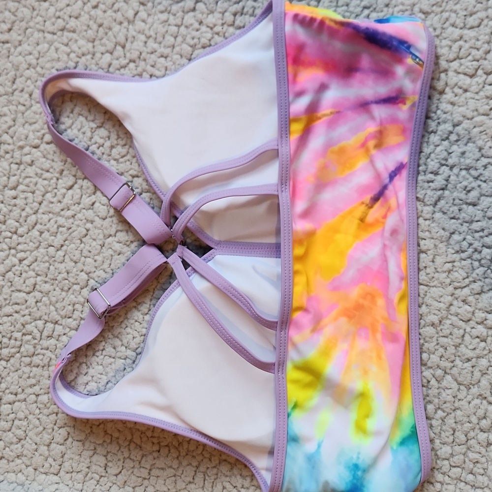 Modlily Vibrant Multicolor, Colorful Tie-Dye Summer Beach Three Piece Bikini Set - Picture 7 of 12